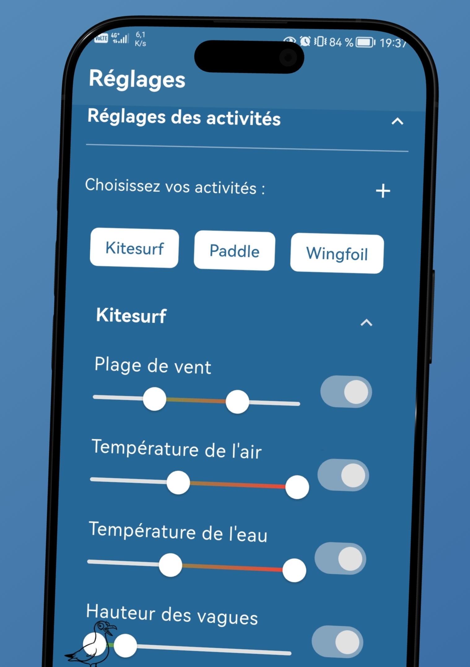Écran des réglages